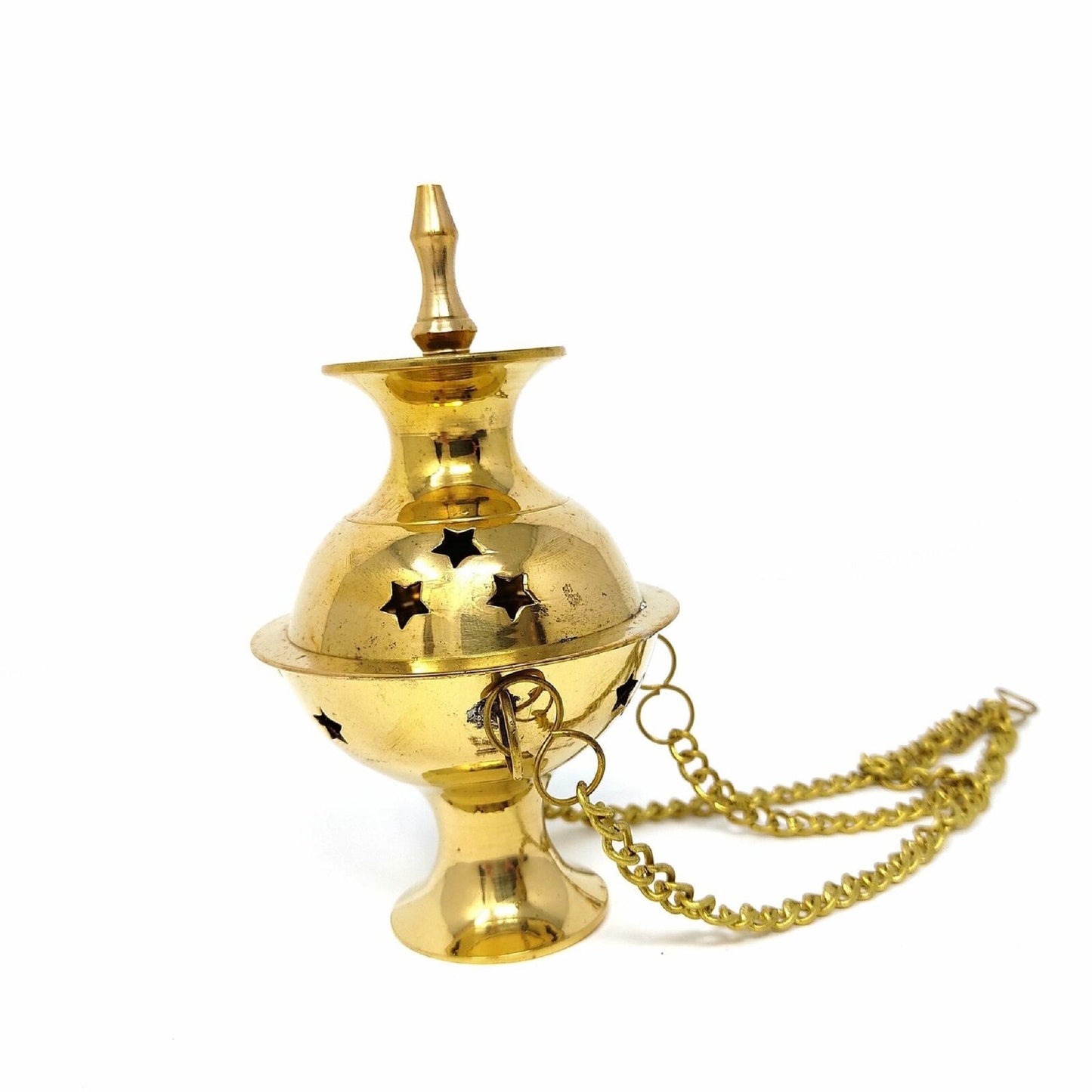 Hanging Brass Burner for Cone Incense and Resins- 4", 6" and 8"